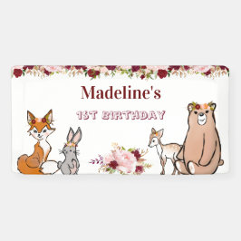 Pancarta de los animales de Woodland Borgoña y Flo