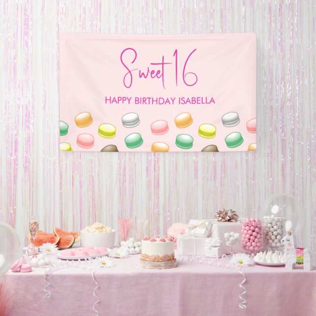 Pancarta de Macarons Sweet 16 Fiesta (Fiesta)