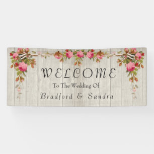 Pancarta de madera de pino rosa rosa Rústico Boda