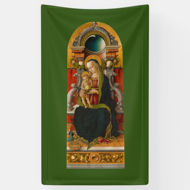 Pancarta de Madonna y Child Enthroned (Vertical)