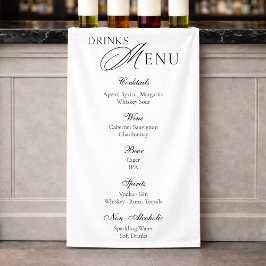 Pancarta de menú de bebidas de boda minimalista
