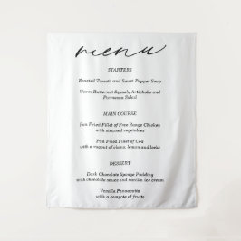 Pancarta de menú de boda de tela simple