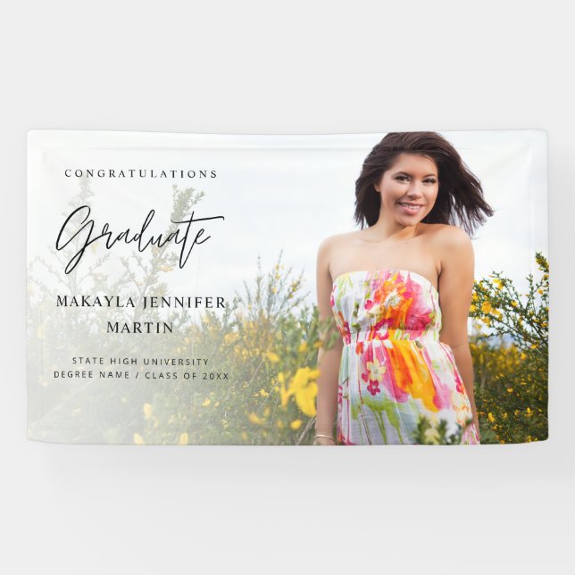 Pancarta de Moda moderna H Photo 2 Graduate - Blan (Horizontal)