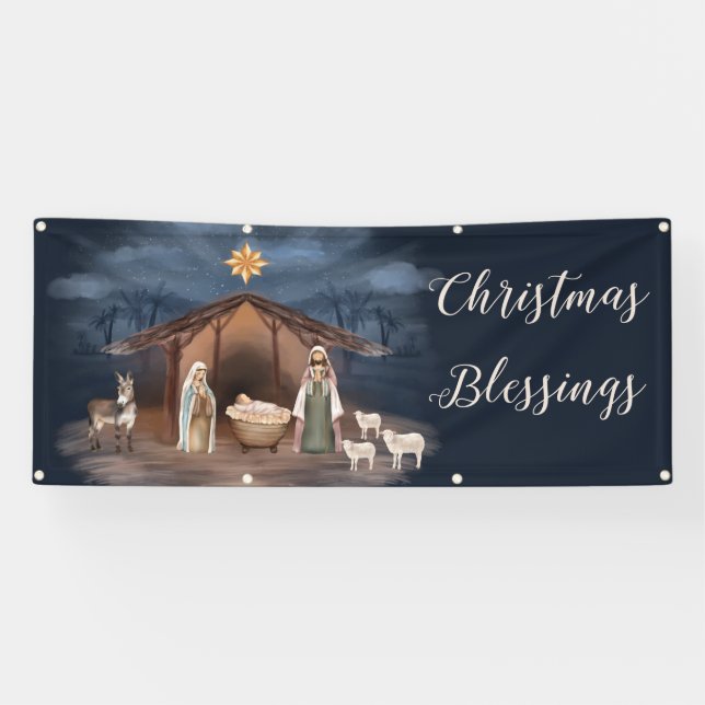 Pancarta de Navidades de Natividad Cristiana (Horizontal)