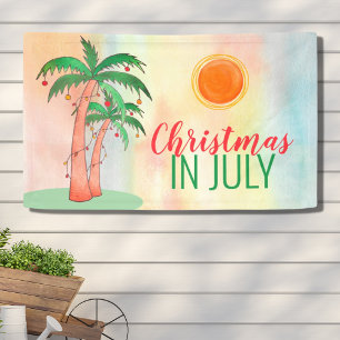 Pancarta de navidades en julio de la zona de barba