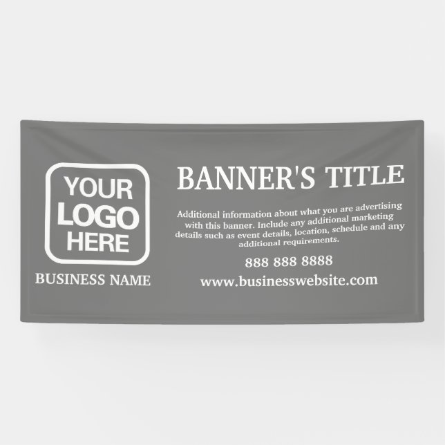 Pancarta de negocios en blanco y gris con logotipo (Horizontal)
