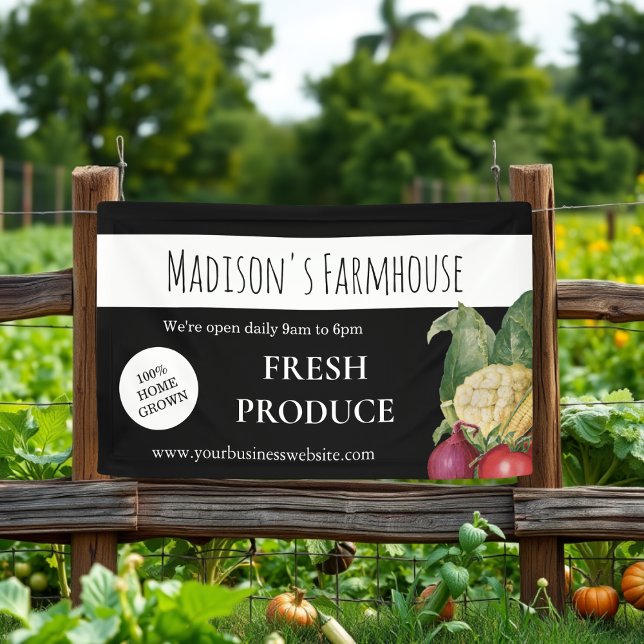 Pancarta de Negra Farmhouse Produce Farm Business (Subido por el creador)