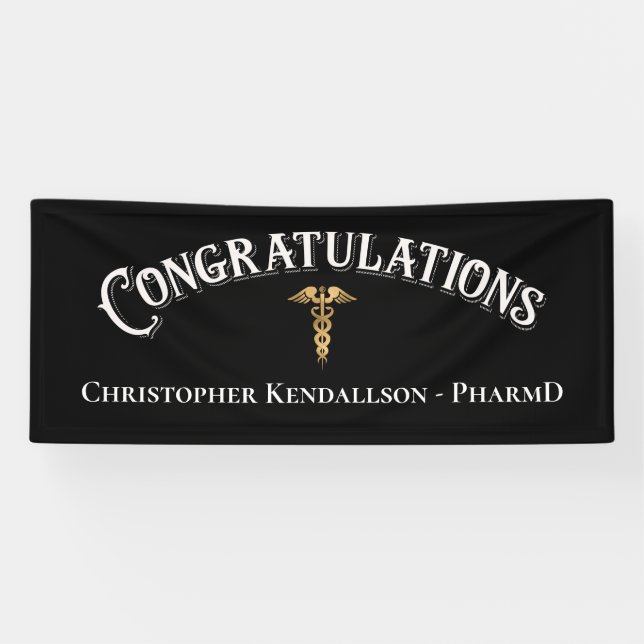 Pancarta de oro del farmacéutico Caduceus (Horizontal)