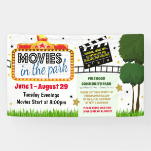 Pancarta de películas en el parque