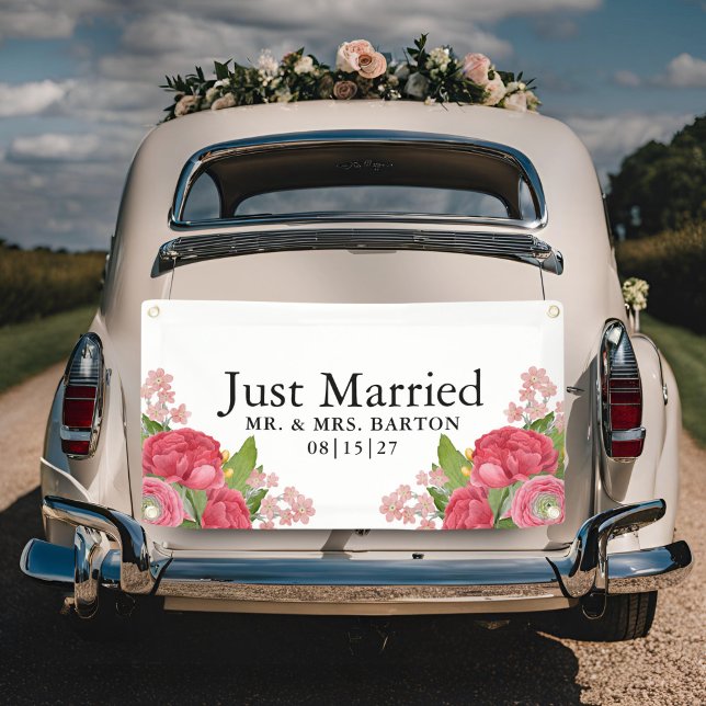 Pancarta de Peonies Rosados Se Casan Con Coche (Subido por el creador)