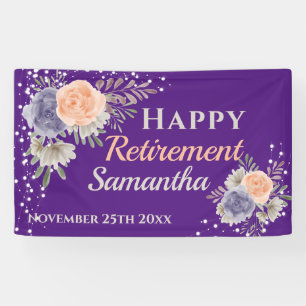 Pancarta de Peony Rosa Floral Retirement Purple