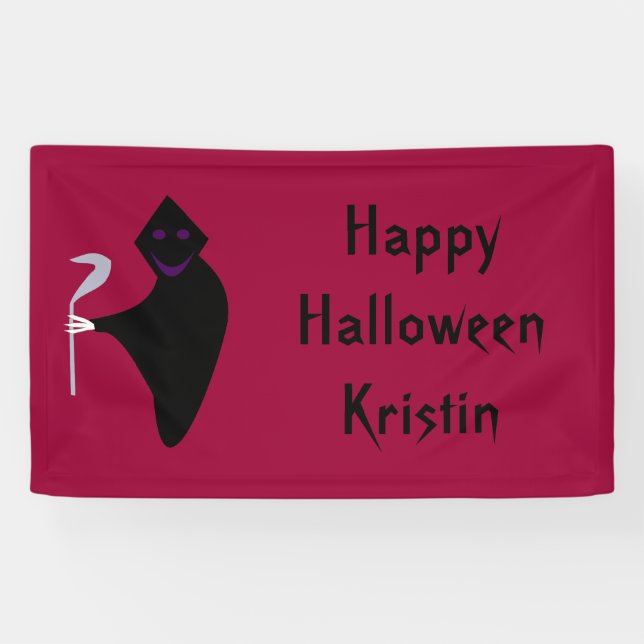 Pancarta de Personalizable de Halloween Grim Reape (Horizontal)