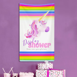 Pancarta de regalo de unicornio con arco iris para