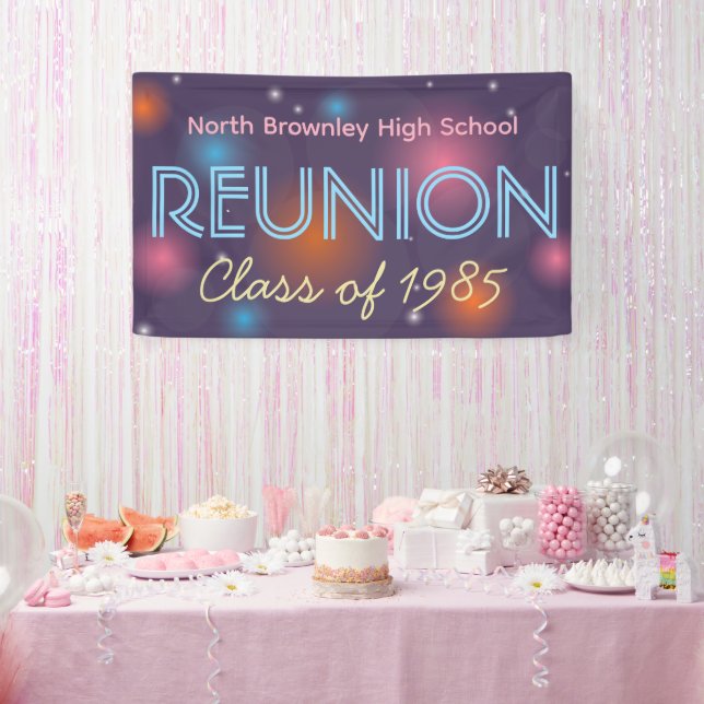 Pancarta de reunión de clase de disco retro (Fiesta)