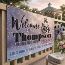 Pancarta de Reunión de Familia Púrpura de Pasión