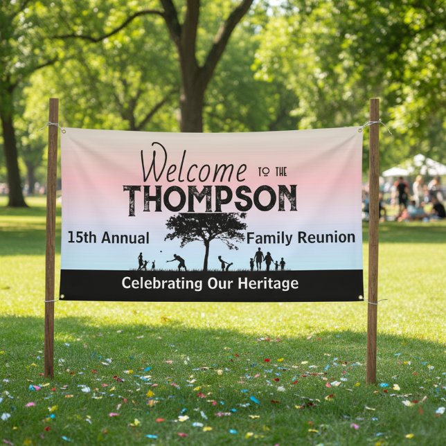 Pancarta de Reunión de la Familia Pastel (Shades of Pastel Family Reunion Banner)