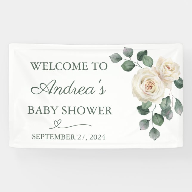 Pancarta de Rosa blanco y verde (Horizontal)