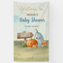 Pancarta de Rótulo de Baby Shower de calabaza pequ