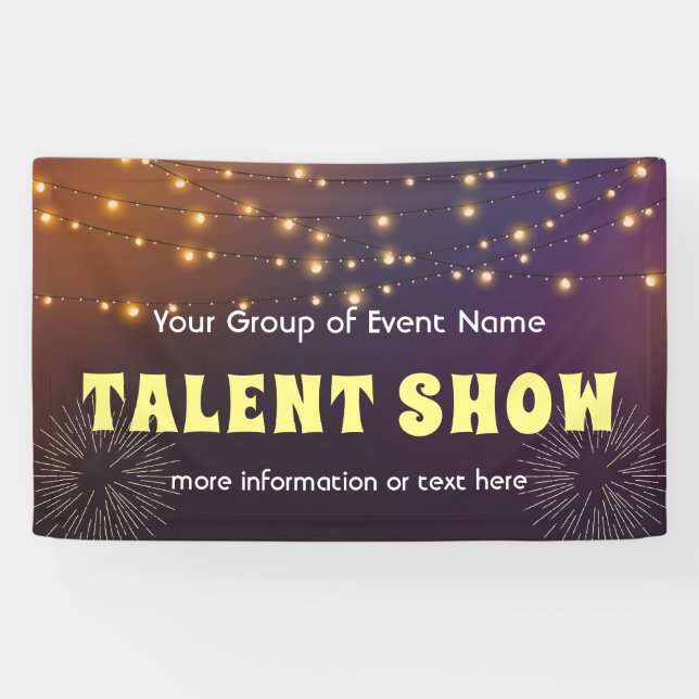Pancarta de Talent Show with String Lights (Horizontal)