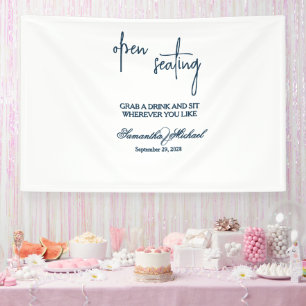 Pancarta de tela para boda con asientos abiertos