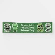 Pancarta de texto y color de Halloween Creaturas