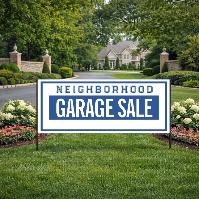 Pancarta de venta de garaje del barrio 2.5' X 6' (Garage Sale Banner)