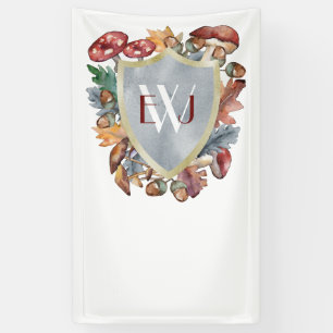 Pancarta del Boda del hongo Dusty Blue Burgundy Fa