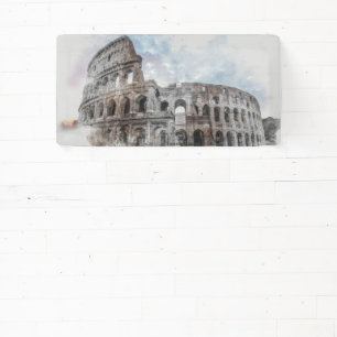 Pancarta del Coliseo al aguarela – Roma Italia pun