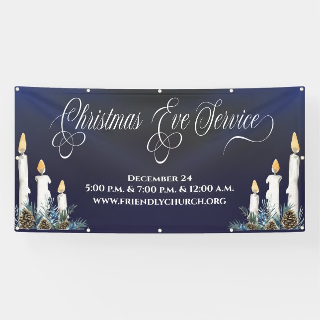 Pancarta del servicio de velas de Navidades eclesi (Horizontal)