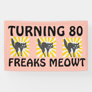 PANCARTA DIVERTIDA DE GATO POR EL 80 CUMPLEAÑOS