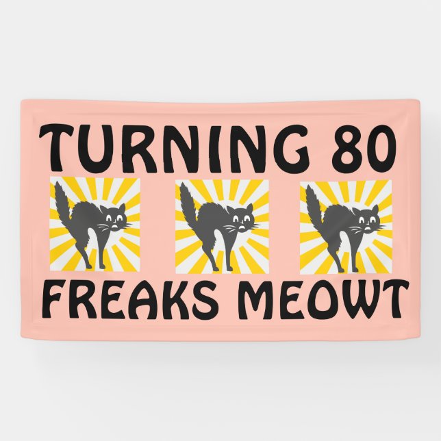 PANCARTA DIVERTIDA DE GATO POR EL 80 CUMPLEAÑOS (Horizontal)