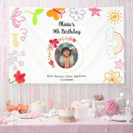 Pancarta Fiesta para niños amarillos y morados