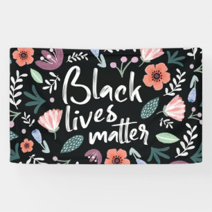 Pancarta floral de Black Lives Matter