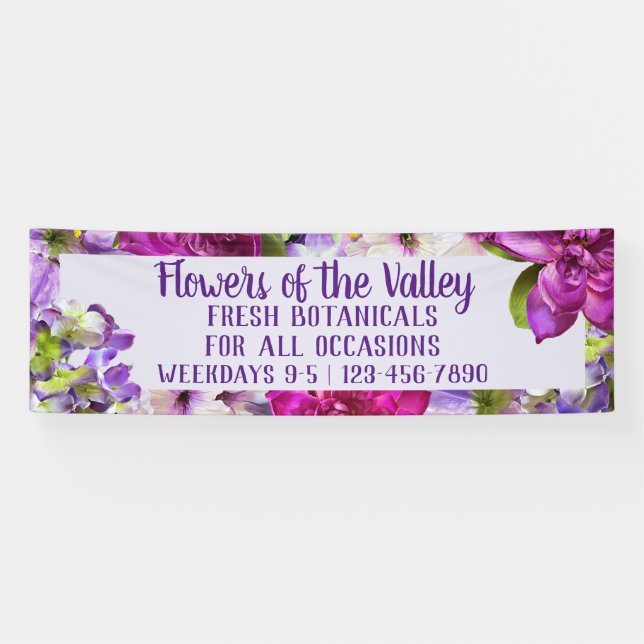 Pancarta Floral violeta vibrante (Horizontal)