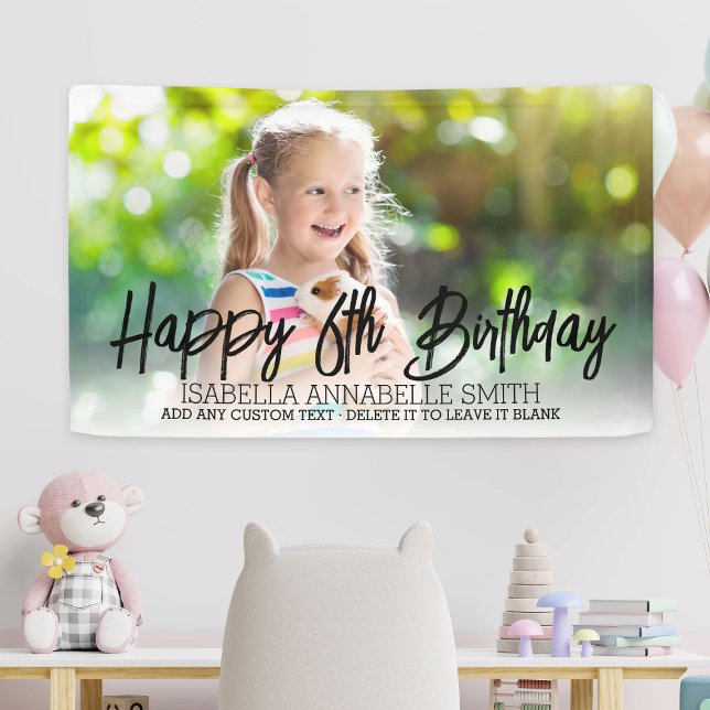 Pancarta fotográfica de cualquier niño mayor de ed (Any Age Kids Birthday Party Custom Photo Banner
)