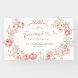 Pancarta grande de calabaza pequeña blanca y rosa