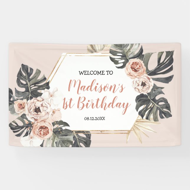 Pancarta grande de cumpleaños de leopardo de un Ch (Horizontal)