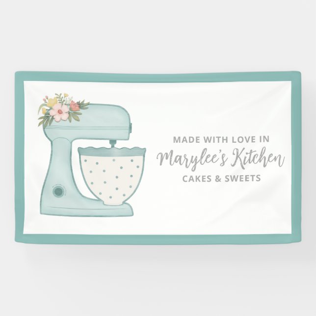 Pancarta hecha con amor Panadería pastelería Chef (Horizontal)