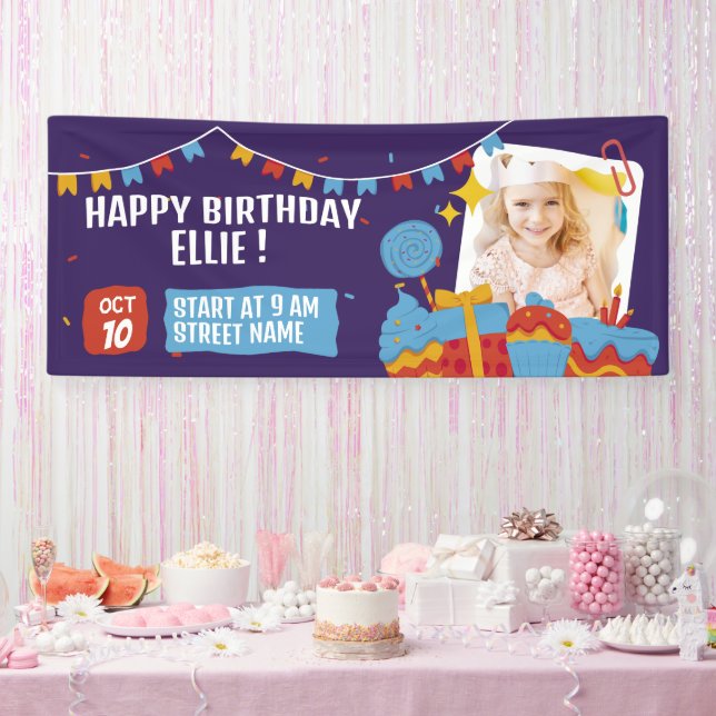 Pancarta horizontal de Fiesta Brithday para sus hi (Fiesta)