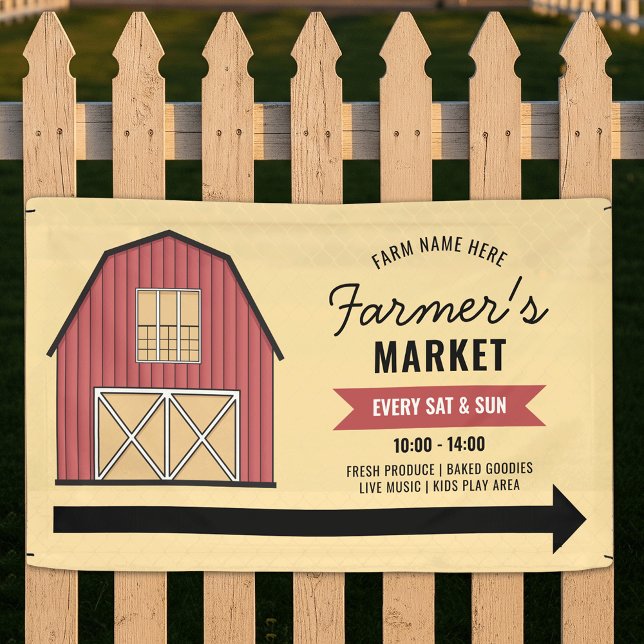 Pancarta moderna de marketing de granjas en el mer (Farmer's Market Outdoor Banner with fully editable text and colors)