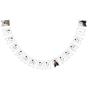 Pancarta moderna en blanco negro de foto graduació