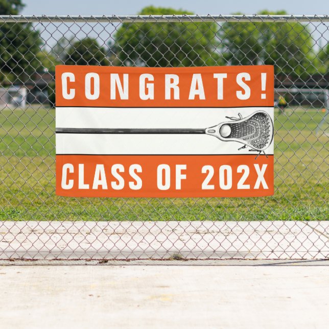 Pancarta nocturna Senior Naranja de Lacrosse Team (In situ)