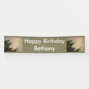 Pancarta personalizada de arcoiris y árboles
