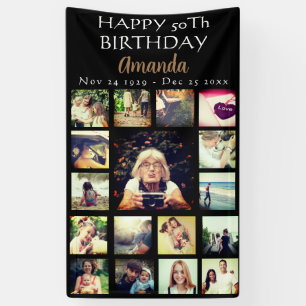 Pancarta personalizada de collage de fotos de cump