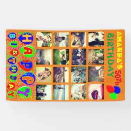 Pancarta personalizada de collage de fotos de cump