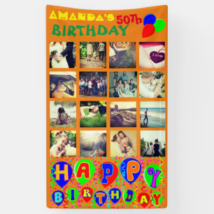 Pancarta personalizada de collage de fotos de cump