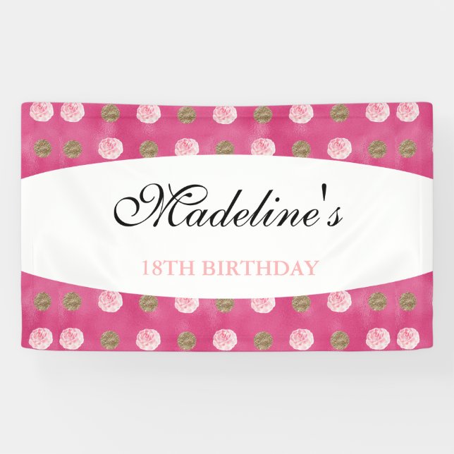 Pancarta personalizada de cumpleaños con polka-pun (Horizontal)