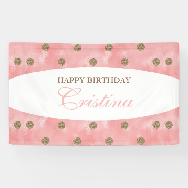 Pancarta personalizada de cumpleaños con polka-pun (Horizontal)