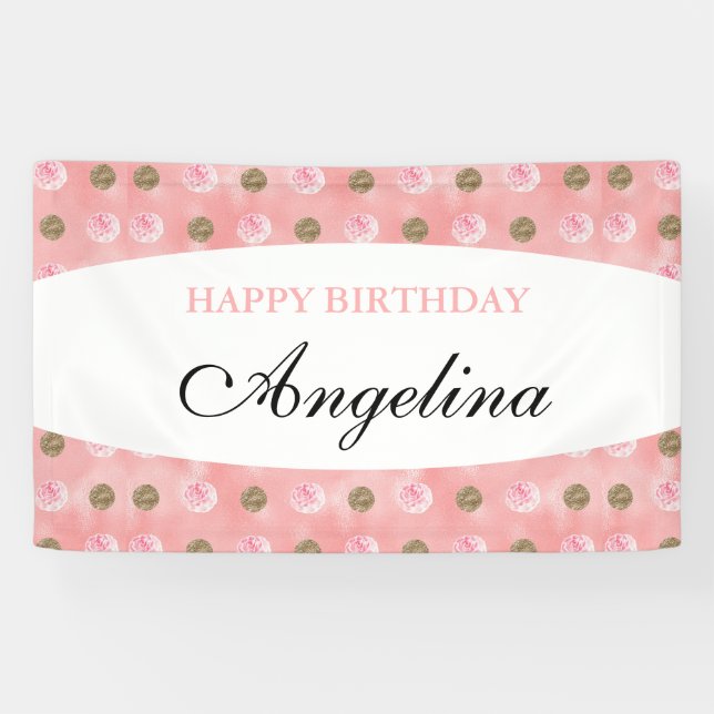 Pancarta personalizada de cumpleaños con punto de  (Horizontal)