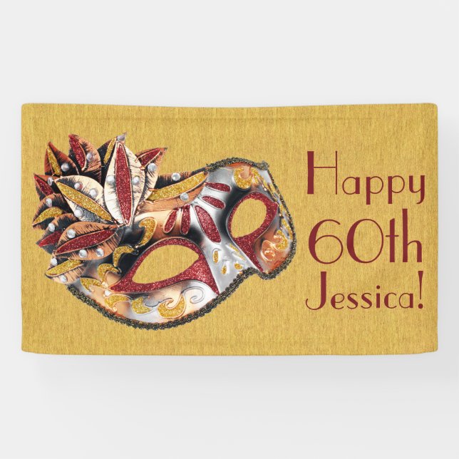 Pancarta personalizada de cumpleaños de máscara de (Horizontal)